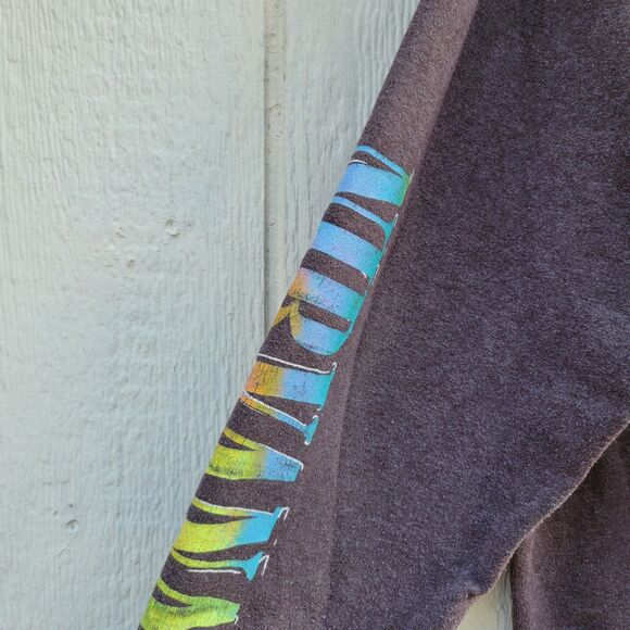 Nirvana Smiley Face Sweatshirt Sz Large Brown Pullover Rock Band Sweater Graphic - Picture 3 of 4